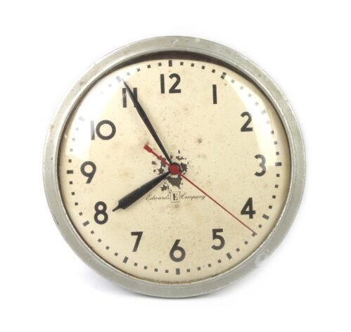 Rare Vintage Edwards Company Silver Large 13" Wall Clock Parts Repair