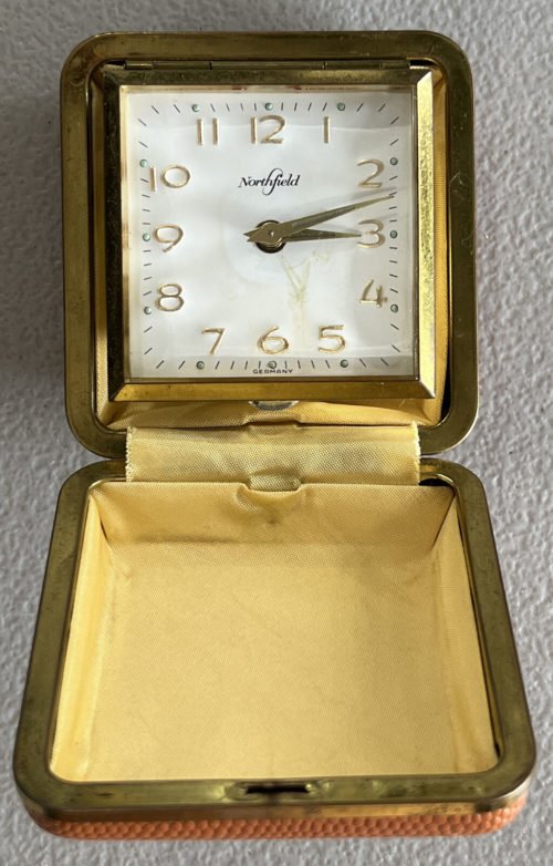 Rare Vintage Germany Northfield 3” Hand Wind Alarm Pocket Watch Clock - Tested