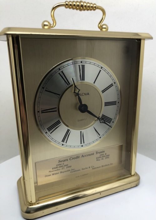 Rare Vintage Heavy Bulova Brass Quartz Mantel Clock Made In Germany Sears Credit