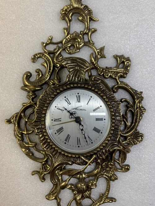 Rare Vintage Ornate Signed Brass Wall Clock West Germany - Non-Working!