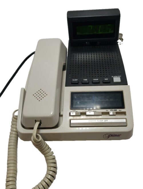 RARE Vintage Prima Phone Alarm Clock AM FM Radio Telephone