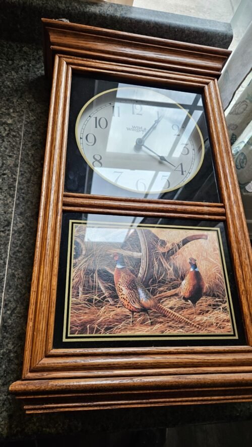 Rare Vintage Wild Wings Regulator Oak Wood Clock Pheasants in nature - HTF