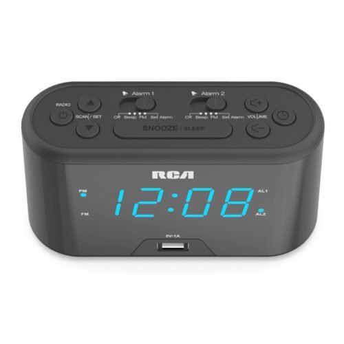 Rca Digital Alarm Clock Radio With Usb Charging Dual Wake And Backup Battery
