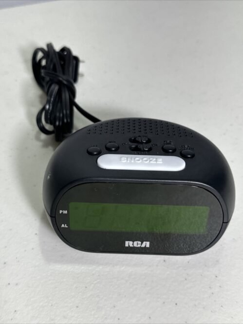 RCA Digital Alarm Clock With Snooze Green LED RCD20A college student school