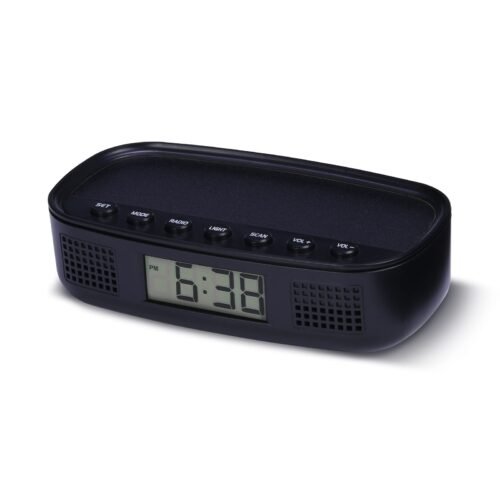 Rca Digital Fm Radio Alarm Clock Usb Powered Backlit Portable Black