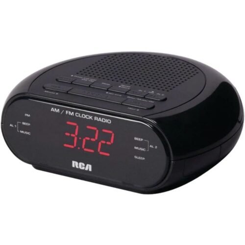 RCA Dual Wake Alarm Clock Radio Digital Display, AM/FM, Snooze Function