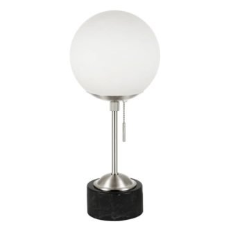 Reagan 18 in. Brushed Nickel and Black Marble Table Lamp with Glass...