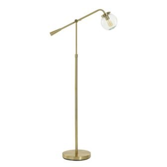 Reagan 60.5 in. Antique Brass, Clear 1-Light Standard Floor Lamp Clear Glass...