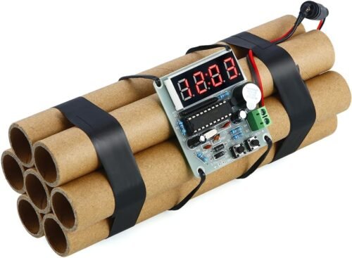 Realistic Fake Bomb Prop with Countdown Clock Timer for Halloween and Pranks