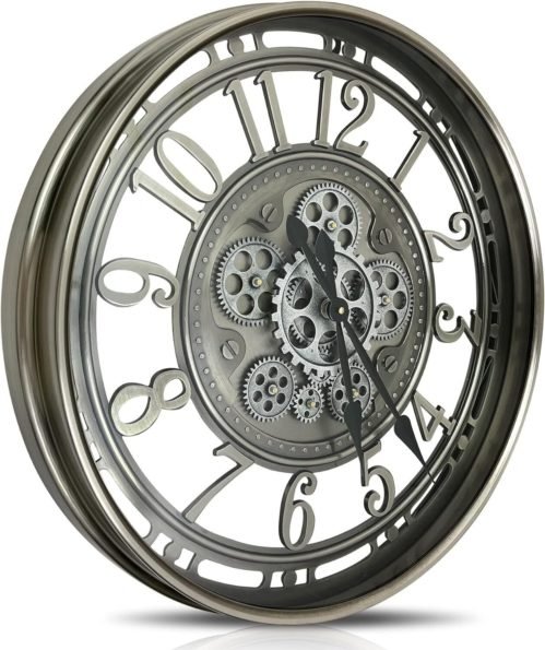 Real Moving Gears Wall Clock Large Modern Metal Clocks for Living Room Decor