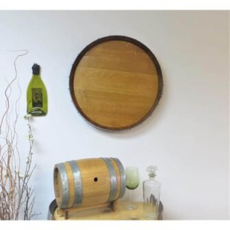 Reclaimed Oak Barrel Head Plaque Lacquer Finish Wall Decor