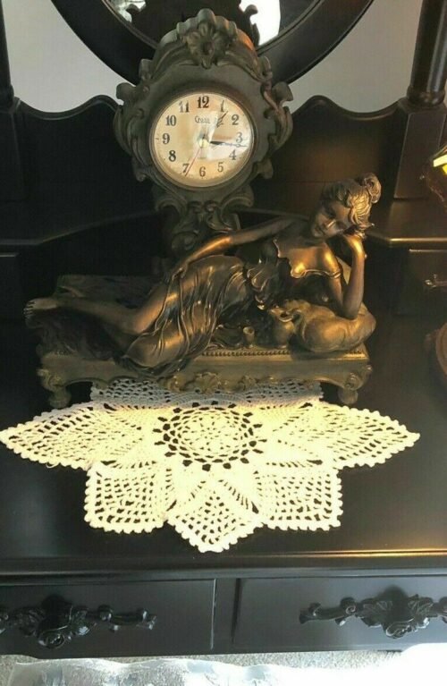 RECLINING LADY DESK / MANTLE CLOCK - TWO TONE BROWN - BATTERY OPERATED - NEW