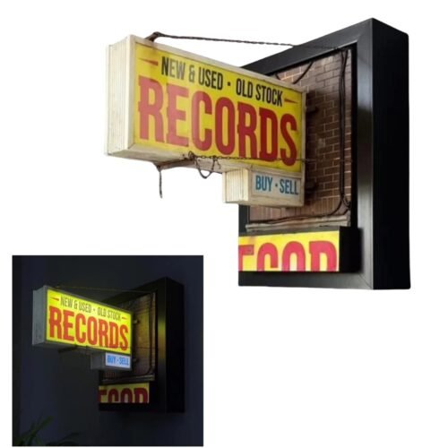 Record Store Retro Wall Light Record Shop Marquee Light Up Sign for Home