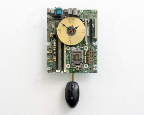 Recycled Computer Motherboard Pendulum wall clock, Quartz, time, upcycle, PC,