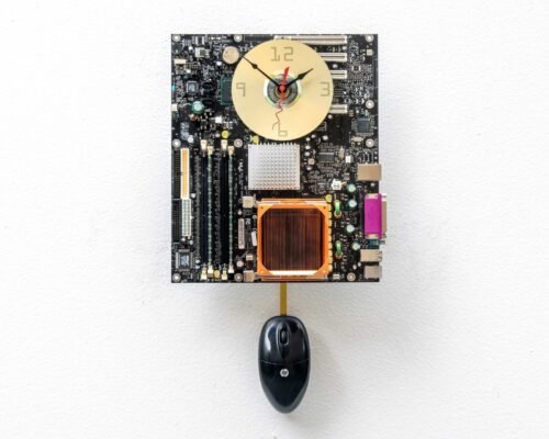 Recycled Computer Motherboard Pendulum wall clock, Quartz, time, upcycle, PC,