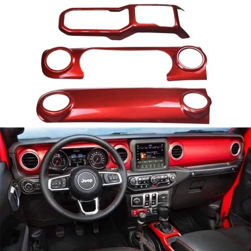 Red Center Console Dashboard Cover Trim For Jeep Wrangler JL 2018-23 & Gladiator