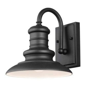 Redding Station 9 in. 1-Light Textured Black Outdoor 9.625 in. Wall Lantern...