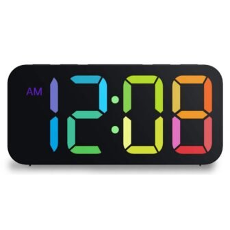 Red/Green/Blue Display Alarm Clock with USB type C Charging Port