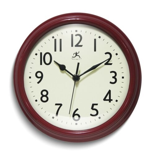 Red Retro Style 9.5 inch Square Wall Clock