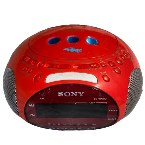 Red Sony Dream Machine PSYC ICF-CD831 CD Player/Radio/Alarm Clock - Works Great
