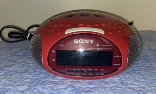 Red SONY Dream Machine PSYC ICF-CD831 Radio/CD Player/Alarm-WORKS GREAT!