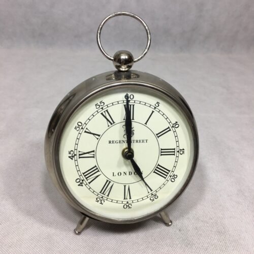 Regent Street London Clock Chrome Silver Mantel Desk Table