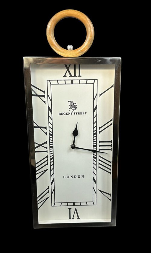 Regent Street London Wall Clock 20" Tall Wood Handle Mirrored Finish Edges EUC