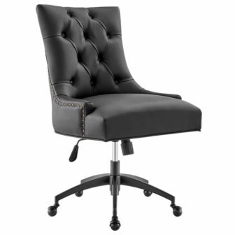 Regent Tufted Black Faux Leather Seat Office Chair with Matte Black Metal...