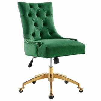 Regent Tufted Emerald Performance Velvet Seat Office Chair with Polished Gold Metal...