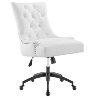 Regent Tufted White Faux Leather Seat Office Chair with Matte Black Metal...
