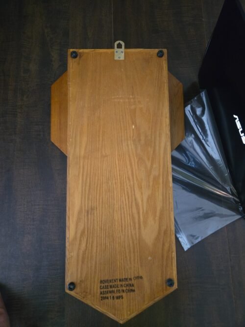 REGULATOR Wind Up Wall Hanging Clock w/Key Oak Color Excellent-TESTED/WORKS