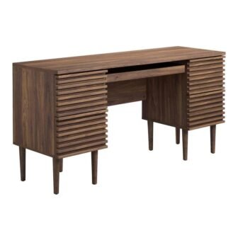 Render 61 in. Rectangular 4 Drawer Office Desk in Walnut