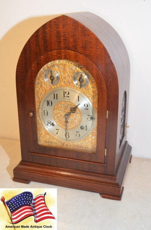 RESTORED SETH THOMAS ANTIQUE 8 BELL SONORA CHIME CLOCK #2002-1912 IN MAHOGANY
