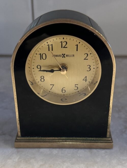 Retired Howard Miller Midnight Arc 621-242 Black/Gold Table Alarm Clock READ