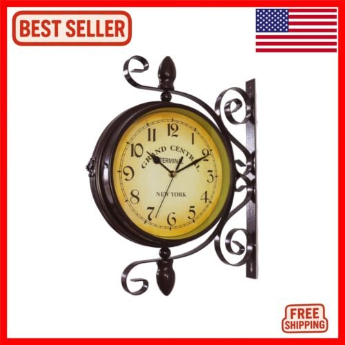 Retro-Style Silent Wrought Iron Double-Sided Wall Clock - Perfect for Any Room
