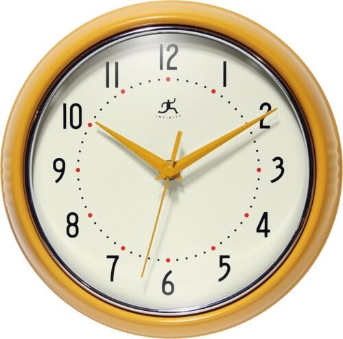 Retro 9''Silent Sweep Non-Ticking Mid Century Modern Kitchen Diner Wall Clock