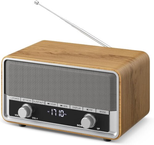 Retro AM FM Radio Plug in Wall Digital Clock Radio for Bedroom with LCD Display|