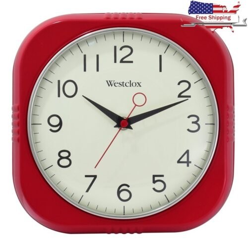 Retro Analog Wall Clock W/ Chrome Bezel Easy Read Glass Lens Cordless Home Decor