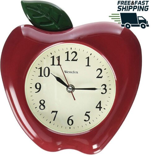 Retro Apple Kitchen wall clock Vintage decor Living room o Clock quartz 10 inch