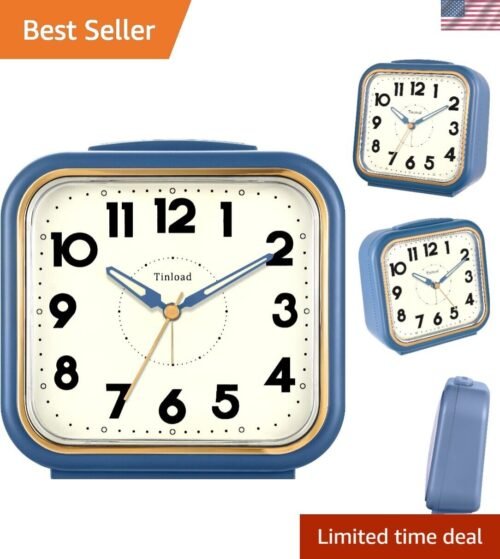 Retro Blue Silent Clock with Increasing Volume Alarm - Ideal Bedroom Addition