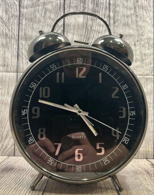 Retro Classic Oversized Twin Bell Alarm Wall/Standup Clock Quiet Vintage