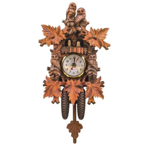 Retro Decor Cuckoo Clock Wooden Pendulum Wall Clock Owl Vintage Chiming Clock...