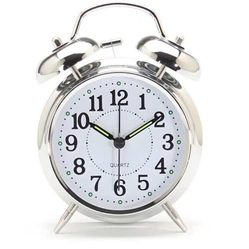 Retro Desktop Mechanical Alarm Clock Luminous Night Light Twin Bell Silent Metal