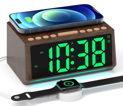 Retro Digital Alarm Clocks for Bedrooms with Large Numbers Desk Clock with Wi...