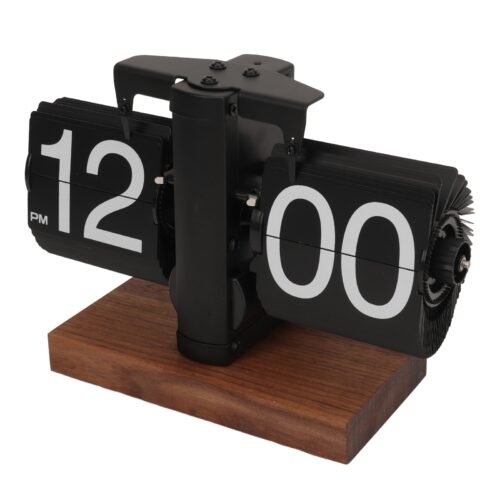 Retro Digital Flip Down Clock Battery Powered Internal Gear Operated Clock Black