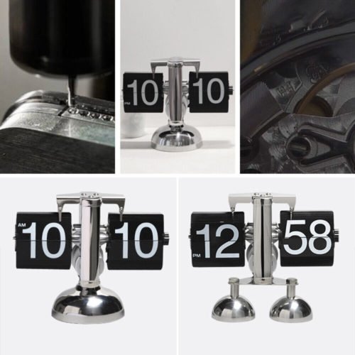 Retro Digital Flip Down Clock Internal Gear Operated Quartz Clock Home Decor