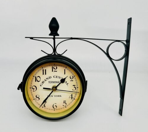 Retro Double-Sided Garden Wall Clock Vintage Industrial Two Sides Wall Hanging C