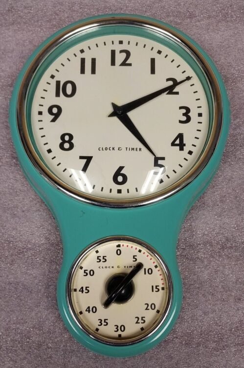 RETRO KITCHEN TIMER WALL CLOCK BELL SHAPE TURQUOISE