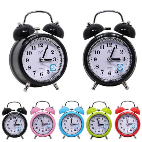 Retro Loud Double Bell Mechanical Quartz Keywound Bedside Light Alarm Clock