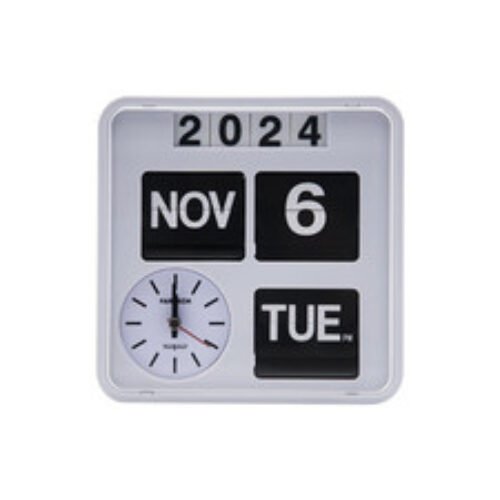 Retro Modern 7.08 Inches Calendar Day Date Flip Desk Wall Clock (White)(No Batte